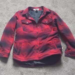 Duluth Trading Co Red and Black Quilted Utility Shacket